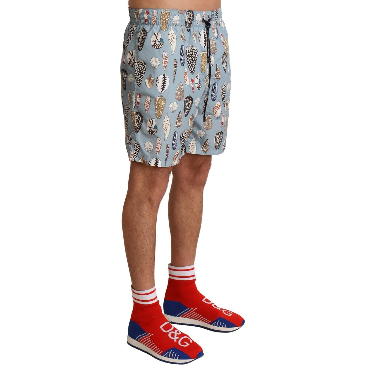 Elegant Seashell Print Swim Trunks