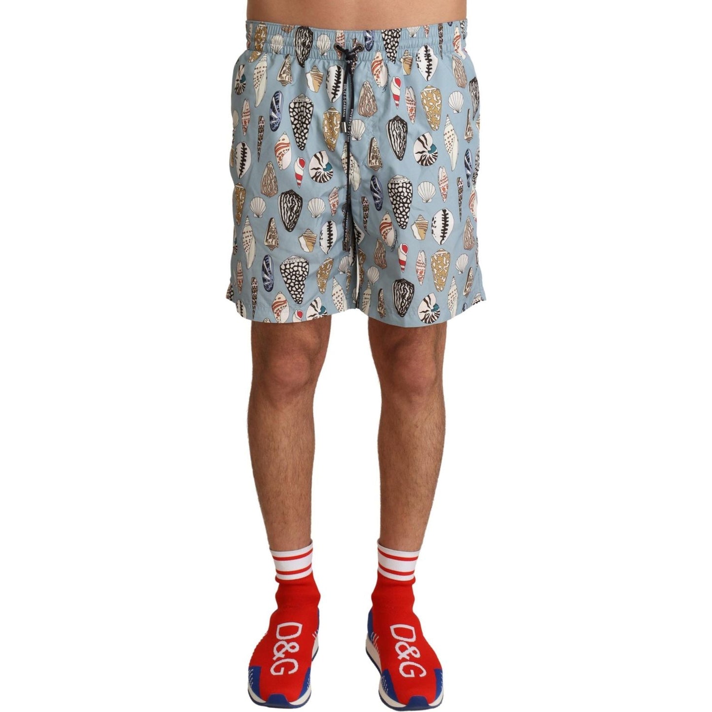 Elegant Seashell Print Swim Trunks