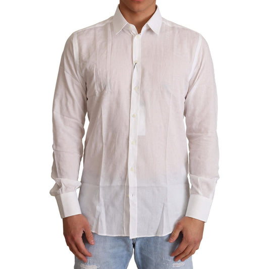 Elegant White Slim Fit Martini Dress Shirt