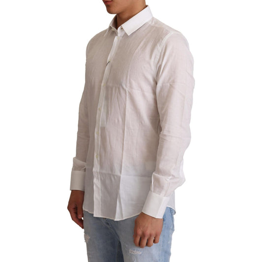 Elegant White Slim Fit Martini Dress Shirt