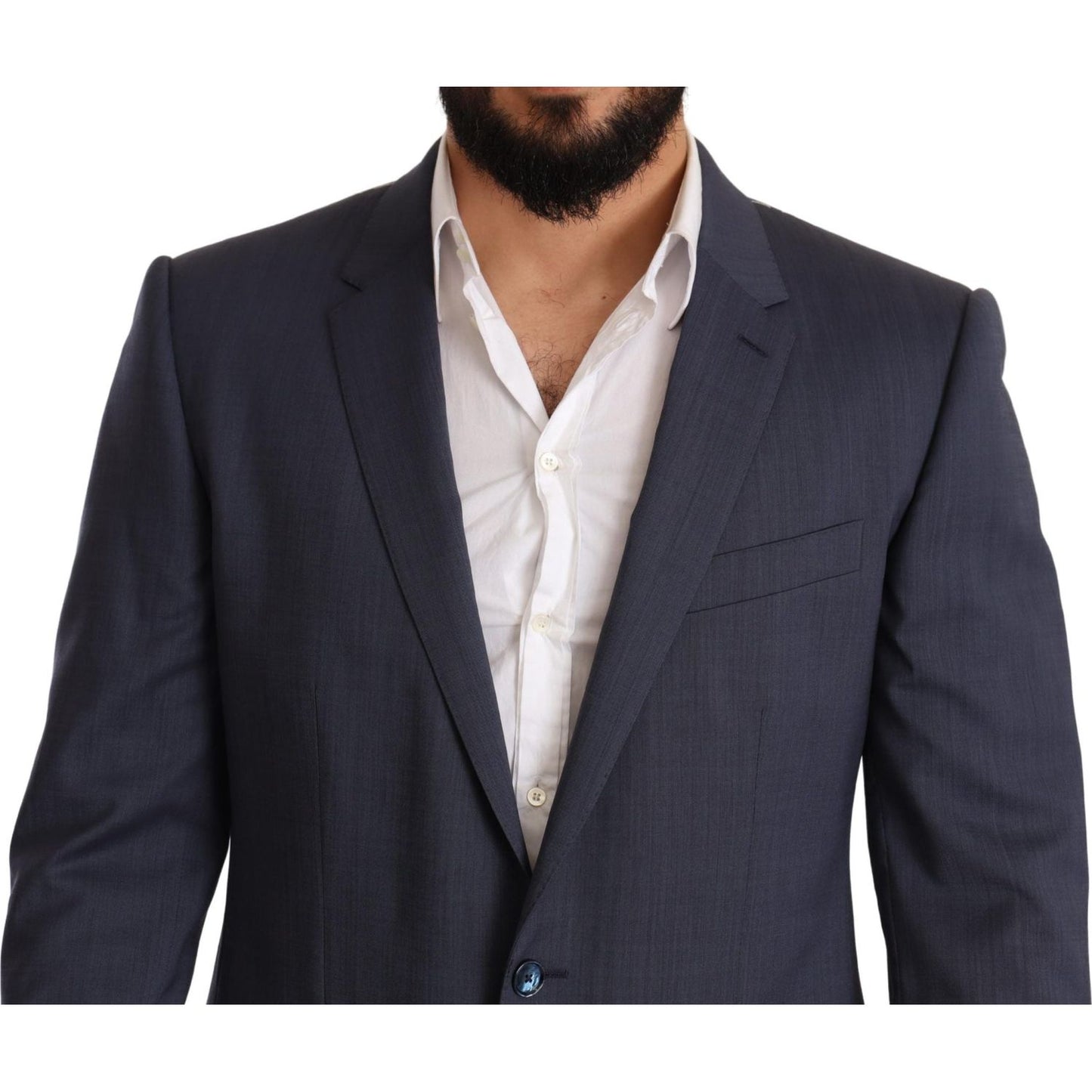 Elegant Blue Wool Martini Blazer Jacket