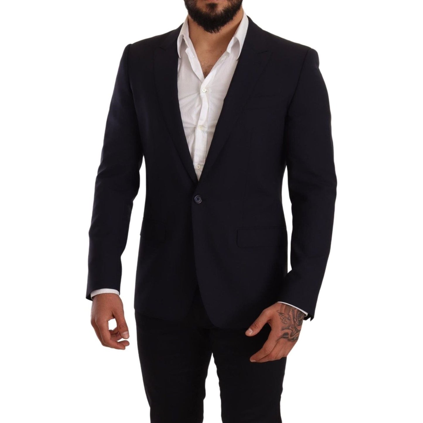 Dolce & Gabbana Navy Blue Wool Slim Fit MARTINI Blazer