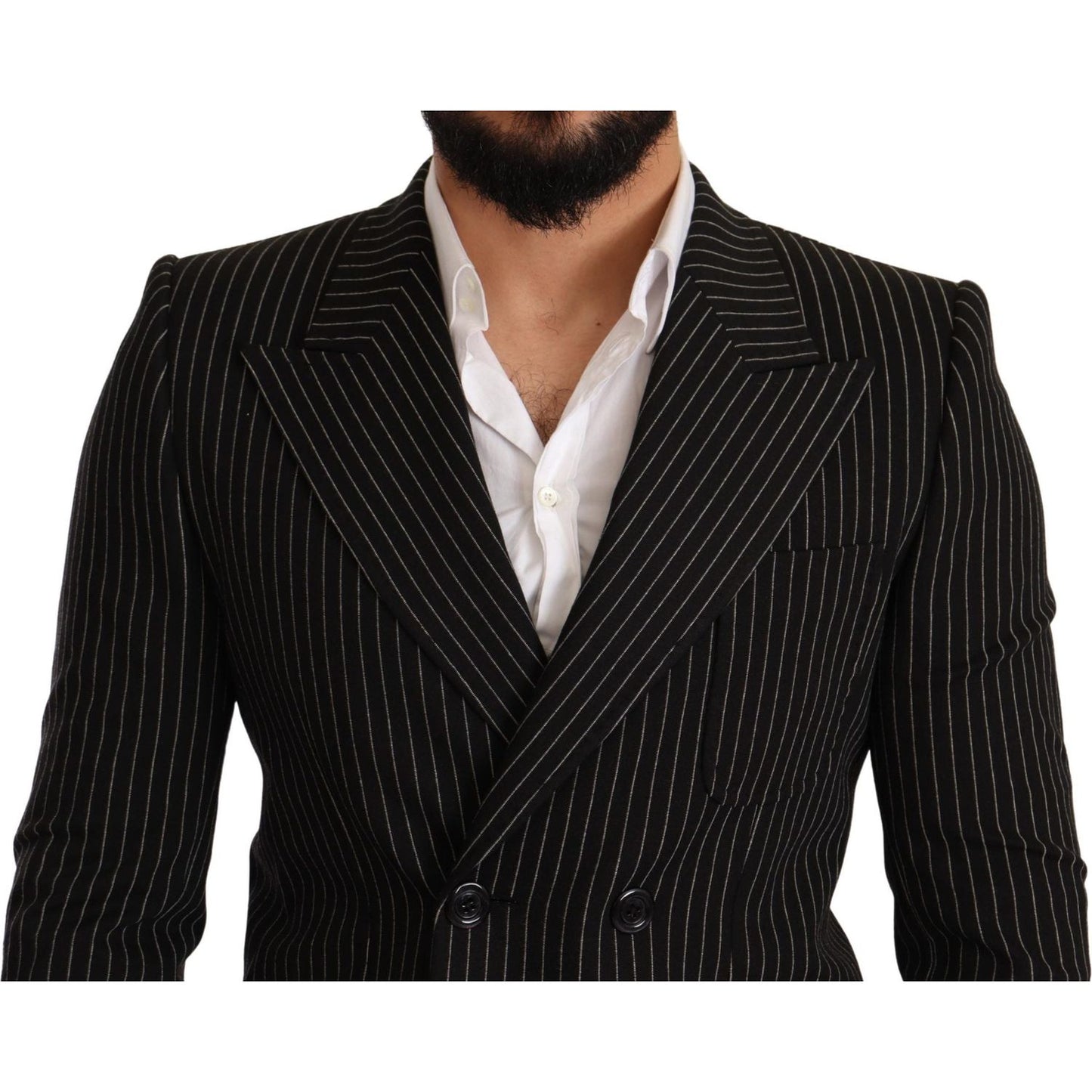 Elegant Striped Wool Blazer with Silk Lining