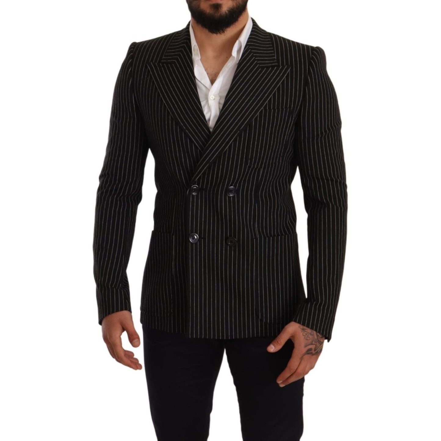 Elegant Striped Wool Blazer with Silk Lining