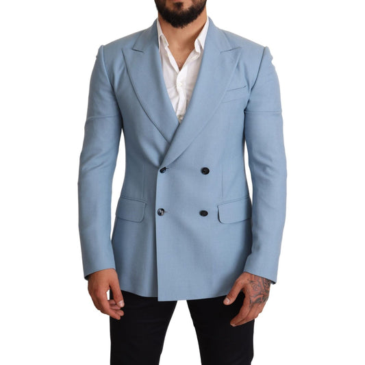 Elegant Blue Cashmere-Silk Men's Blazer