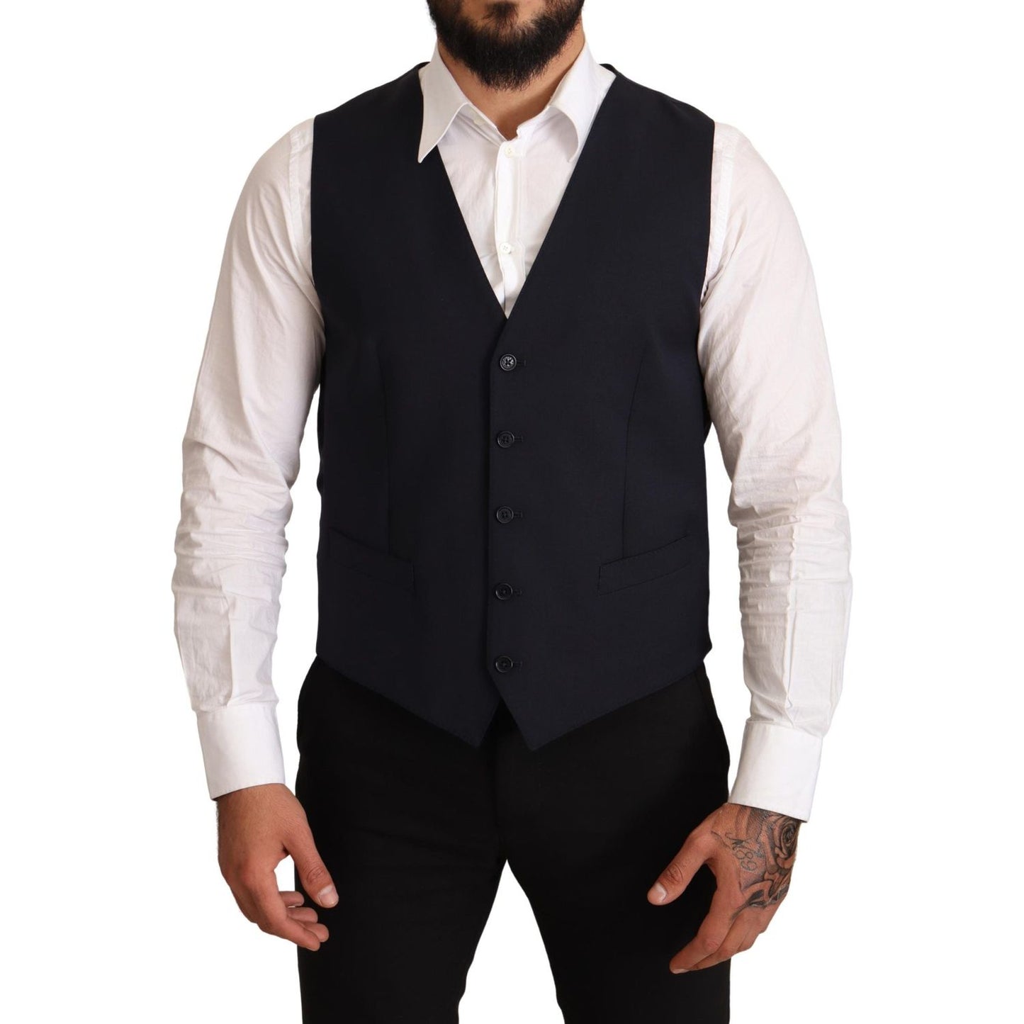 Elegant Dark Blue Wool Blend Martini Suit