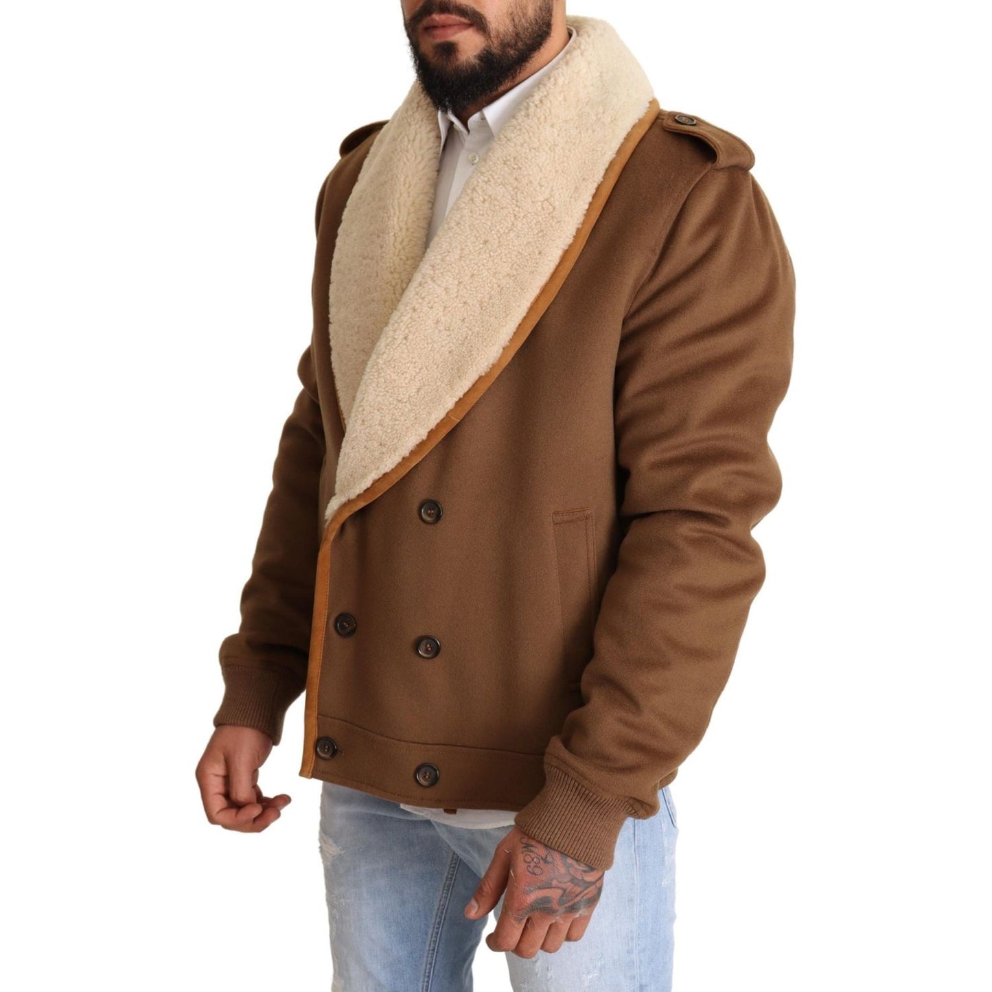 Elegant Double Breasted Shearling Jacket