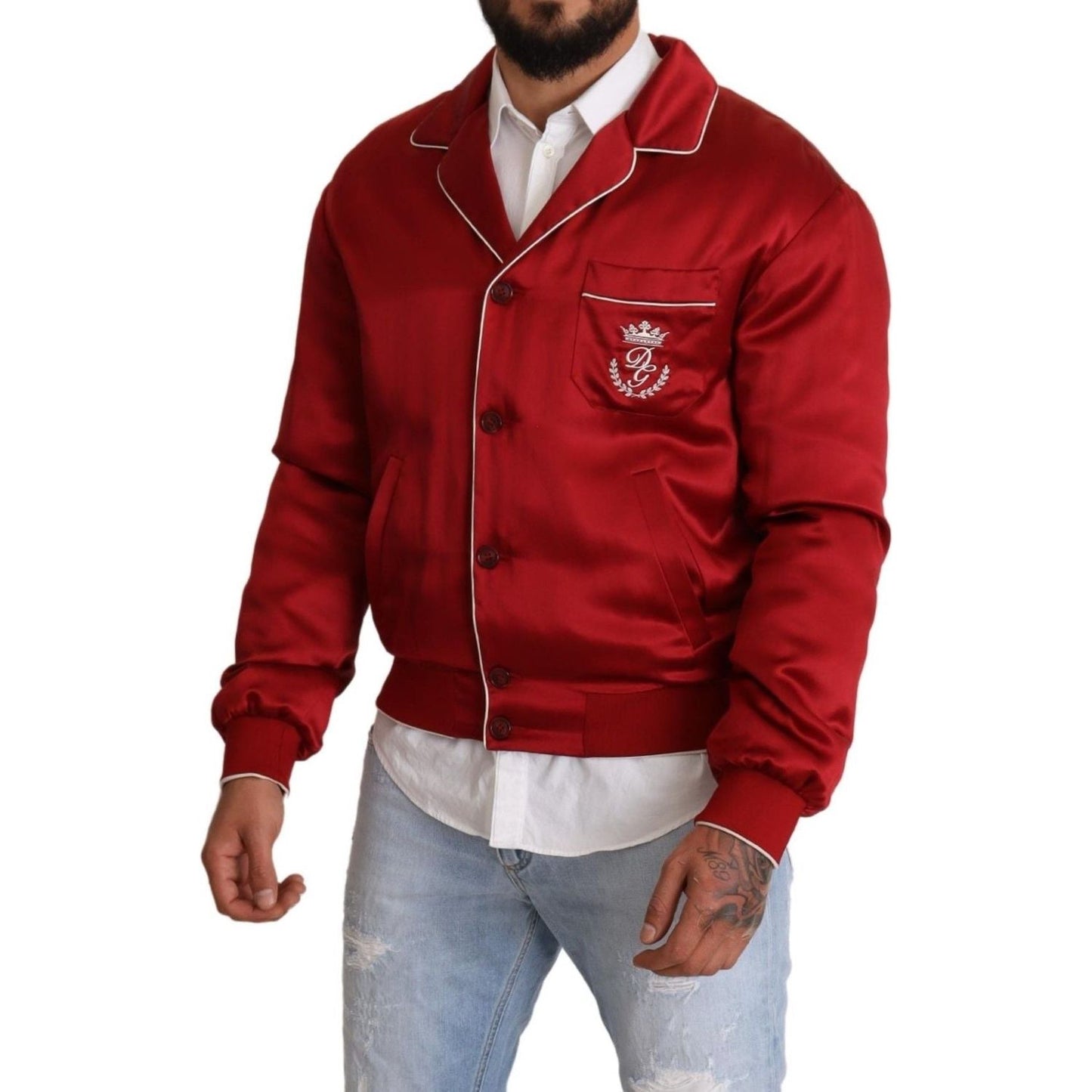 Sumptuous Silk Red Bomber Jacket