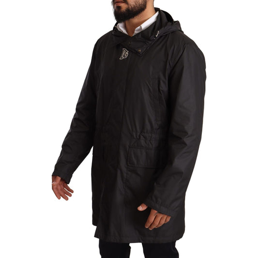 Elegant Black Hooded Blouson Jacket