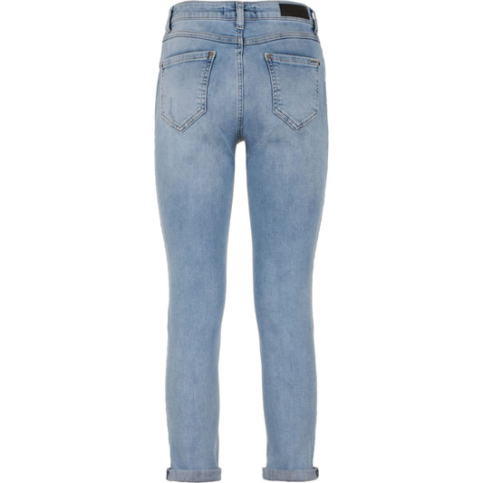 Chic Imperfect Blue Cotton Blend Denim