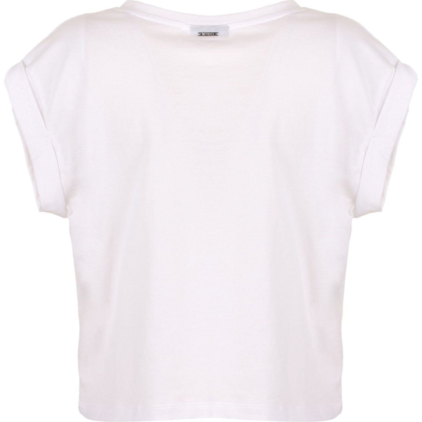 Chic White Cotton Tee with Brass Accents