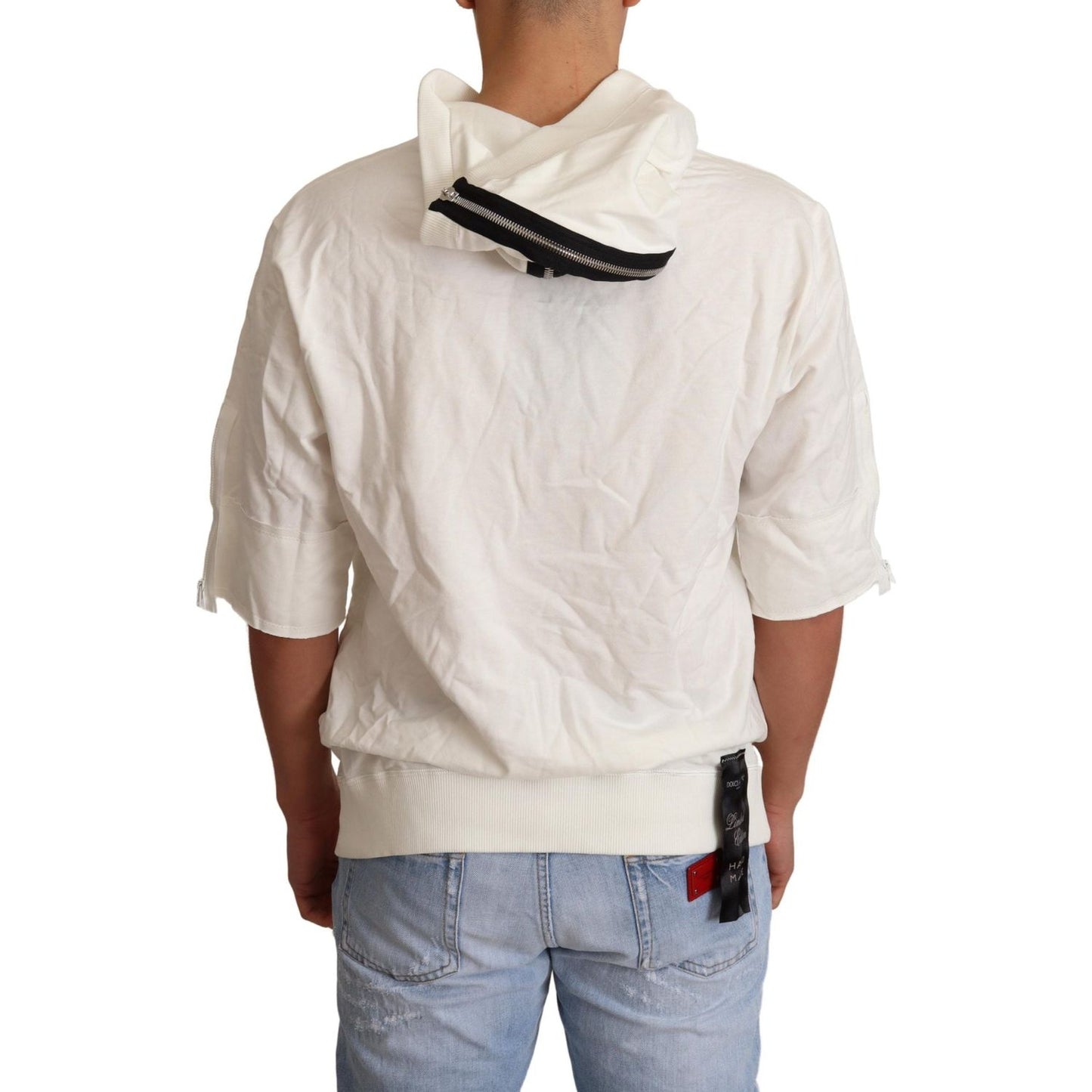 Exquisite Off-White Cotton Hooded Sweater