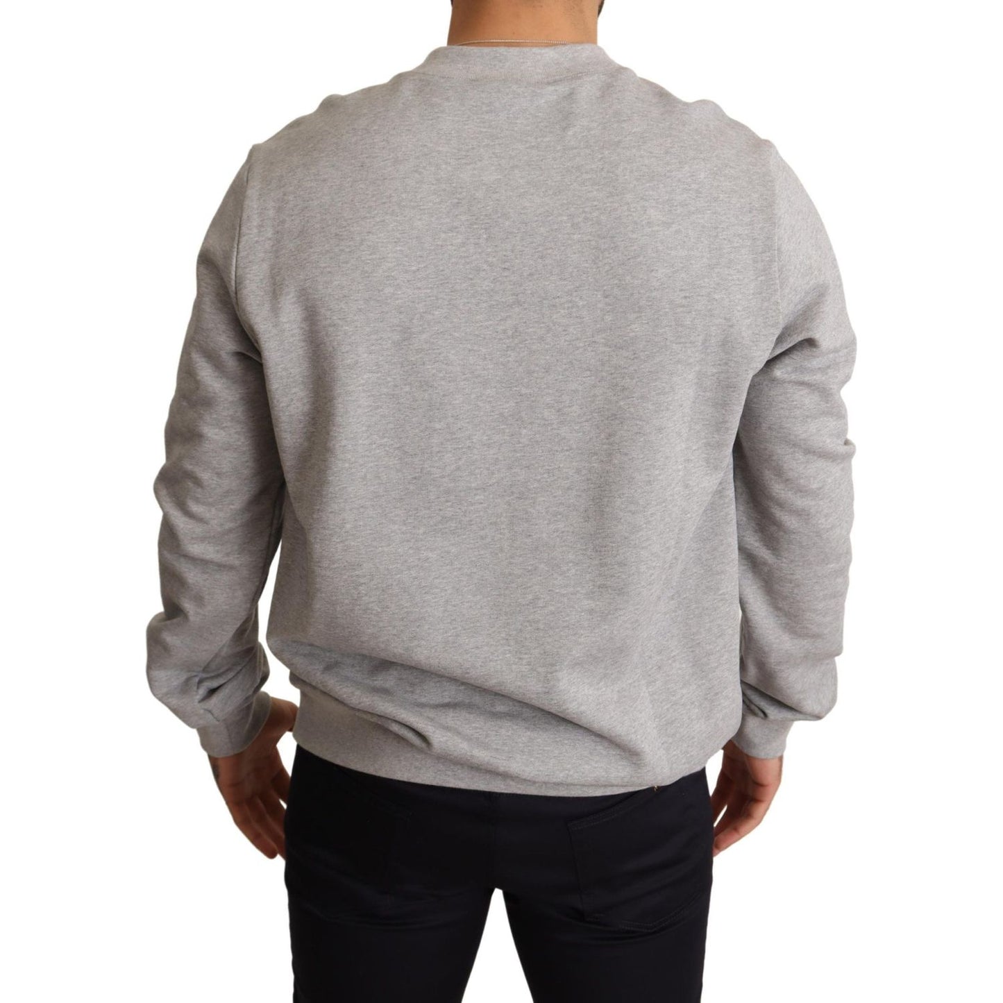 Regal Crown Cotton Sweater - Sophisticated Gray