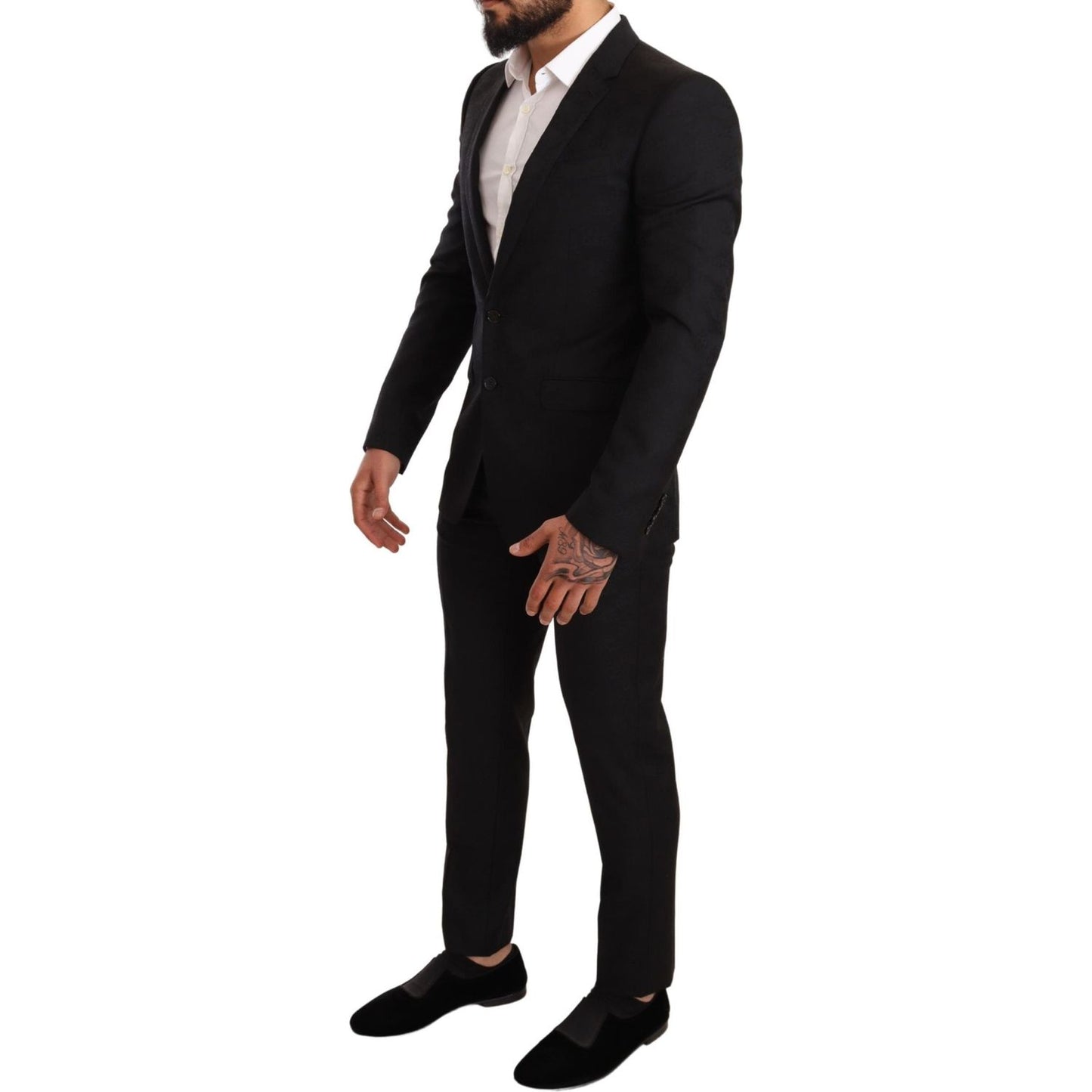 Elegant Martini Black Wool Suit