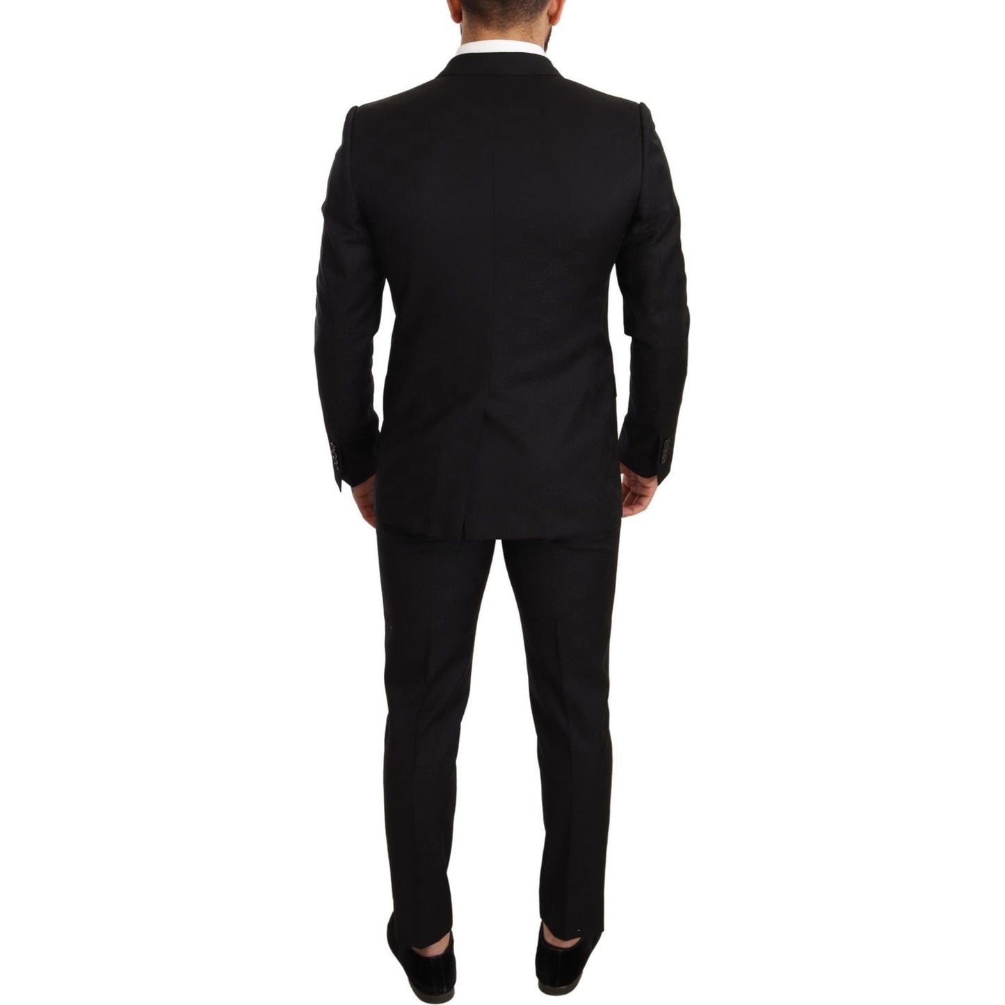 Elegant Martini Black Wool Suit