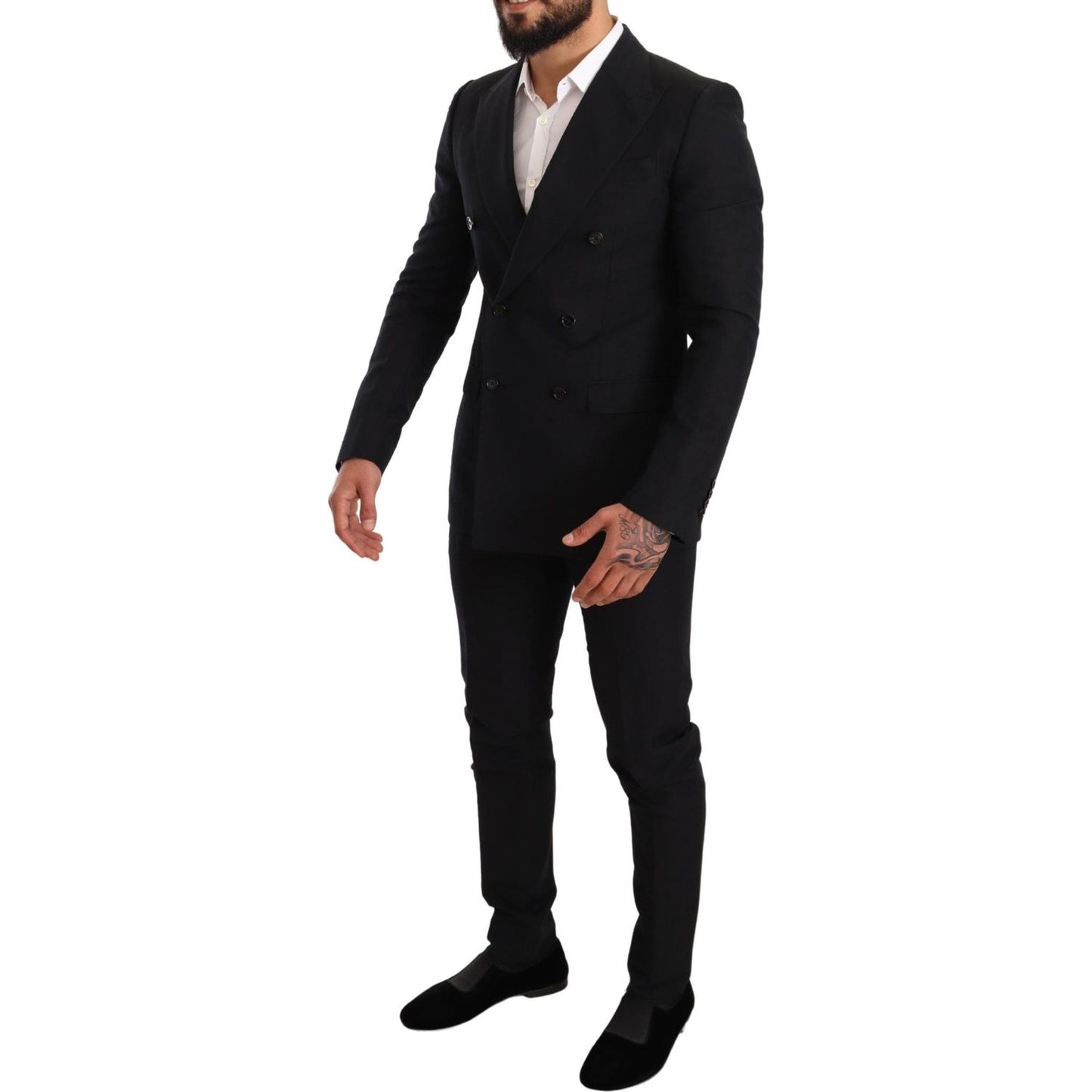 Elegant Black Two-Piece Wool Suit