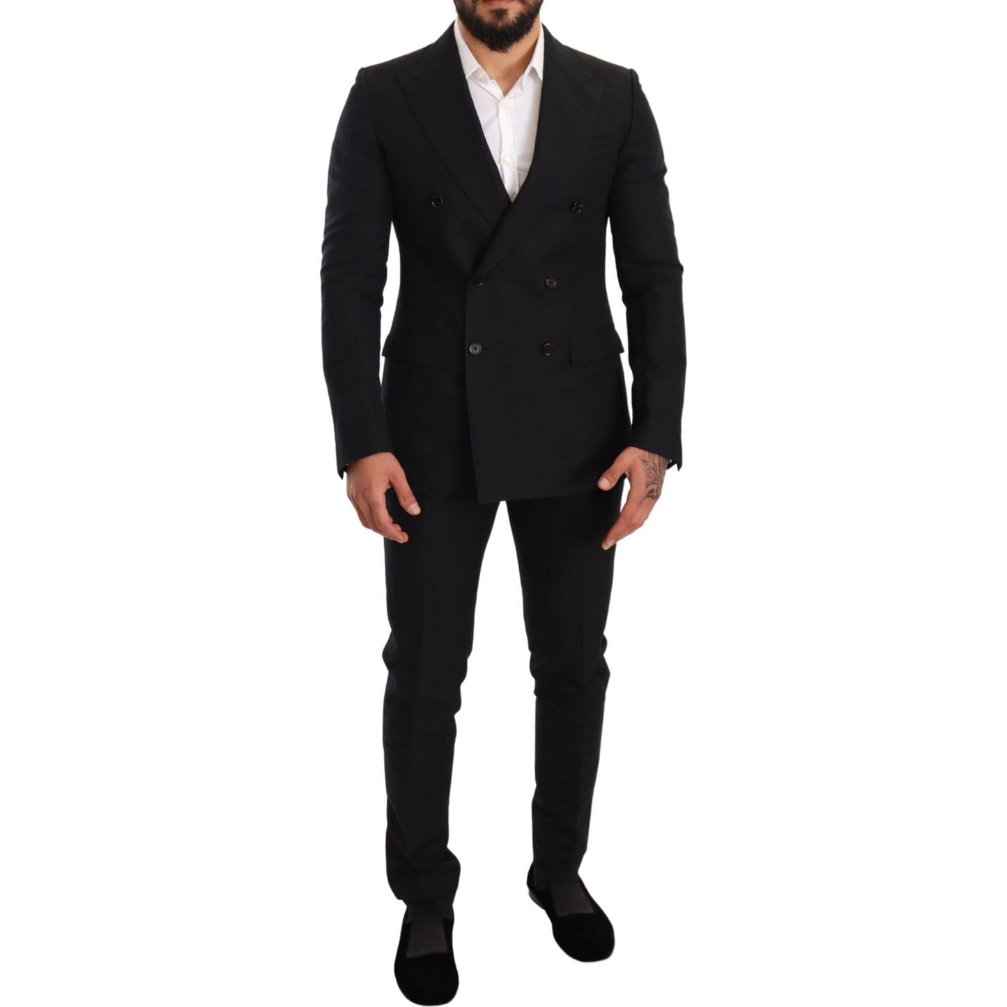 Elegant Black Two-Piece Wool Suit