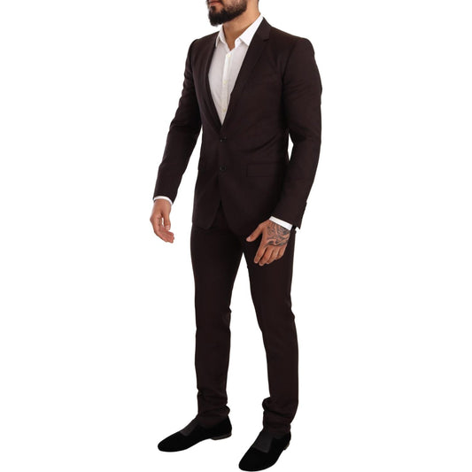 Elegant Bordeaux Striped Martini Suit