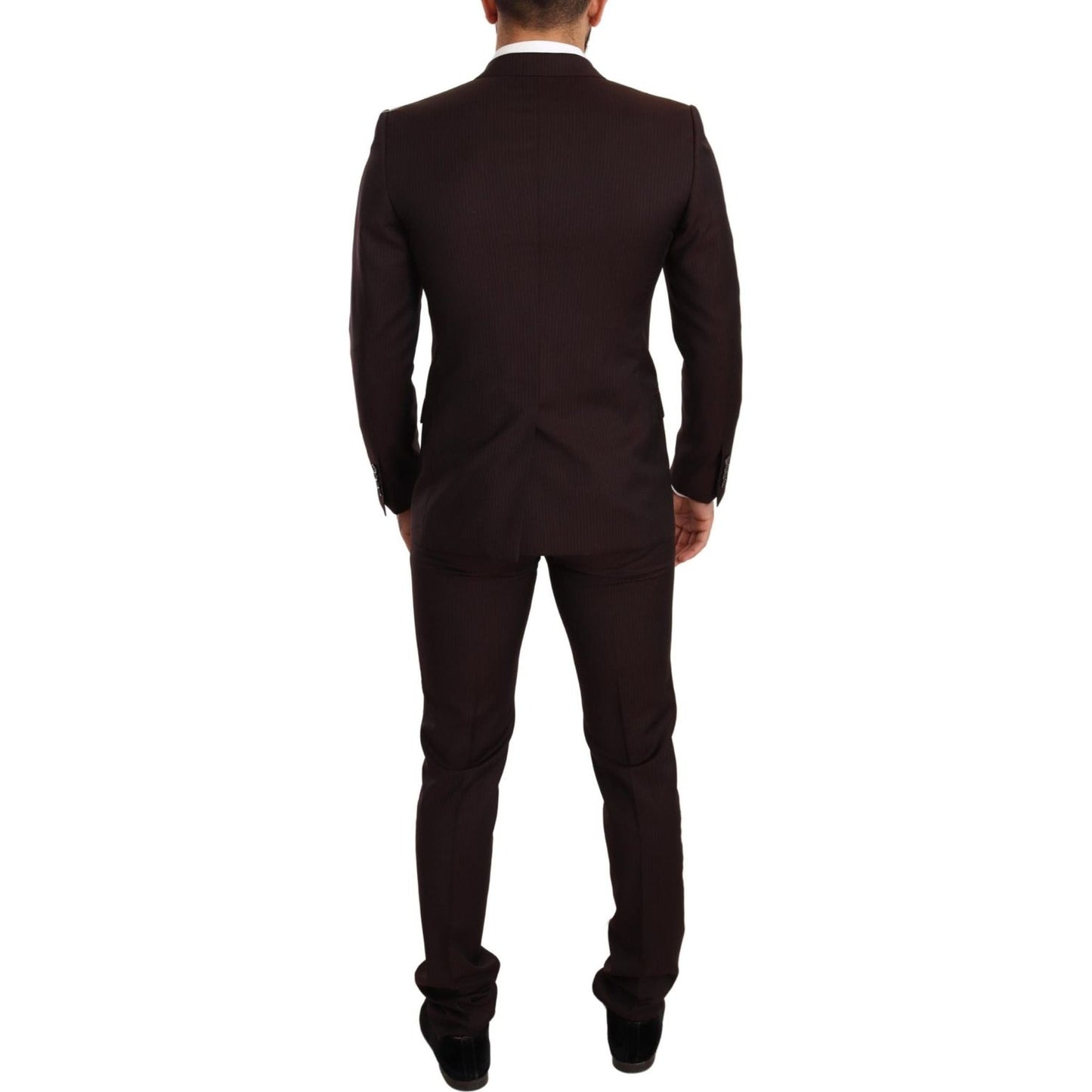 Elegant Bordeaux Striped Martini Suit