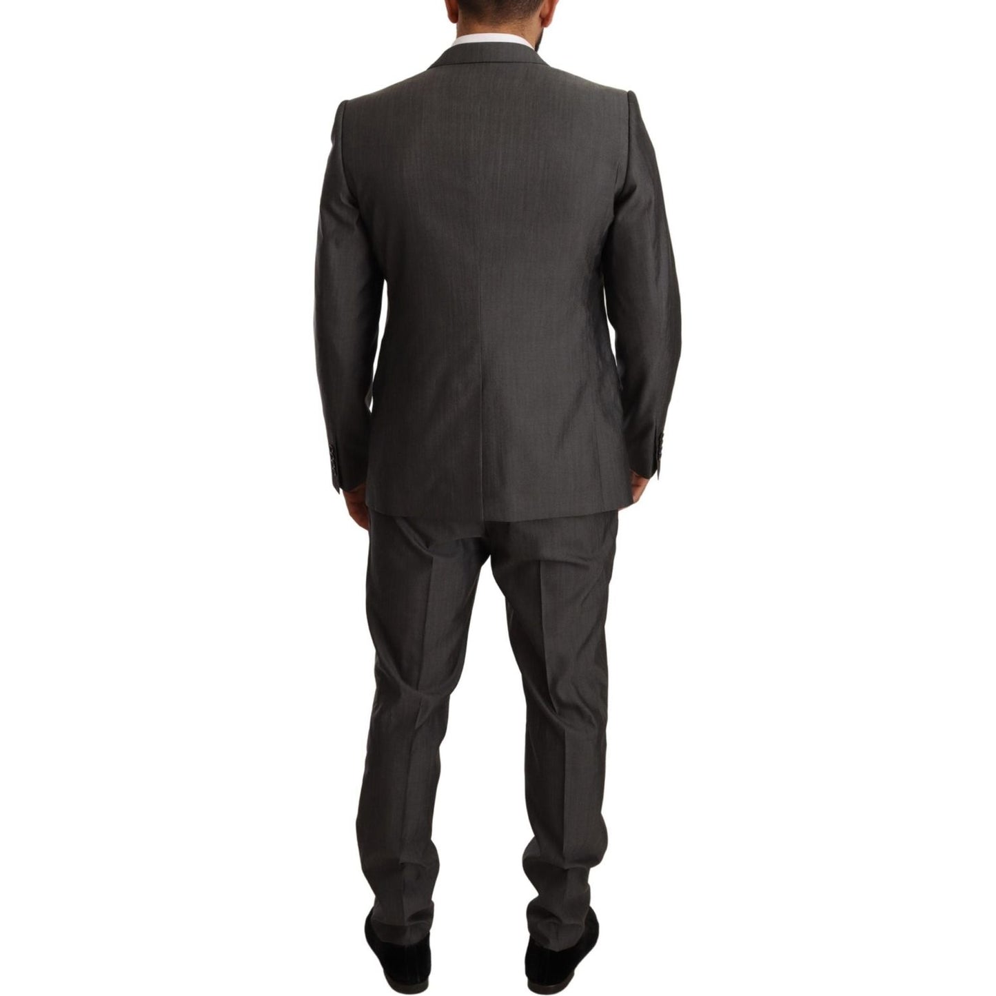 Dolce & Gabbana Gray Metallic MARTINI Slim Fit Set Suit Suit