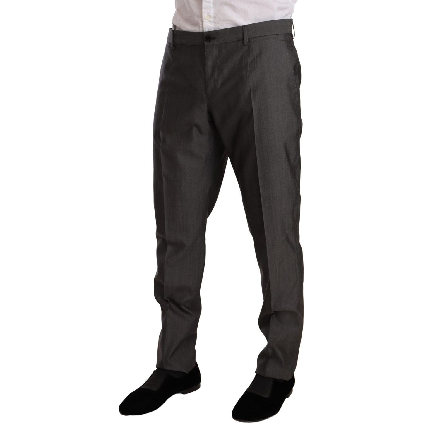 Dolce & Gabbana Gray Metallic MARTINI Slim Fit Set Suit Suit