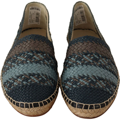 Dolce & Gabbana Blue Gray Slip On Buffalo Espadrille Shoes MAN LOAFERS