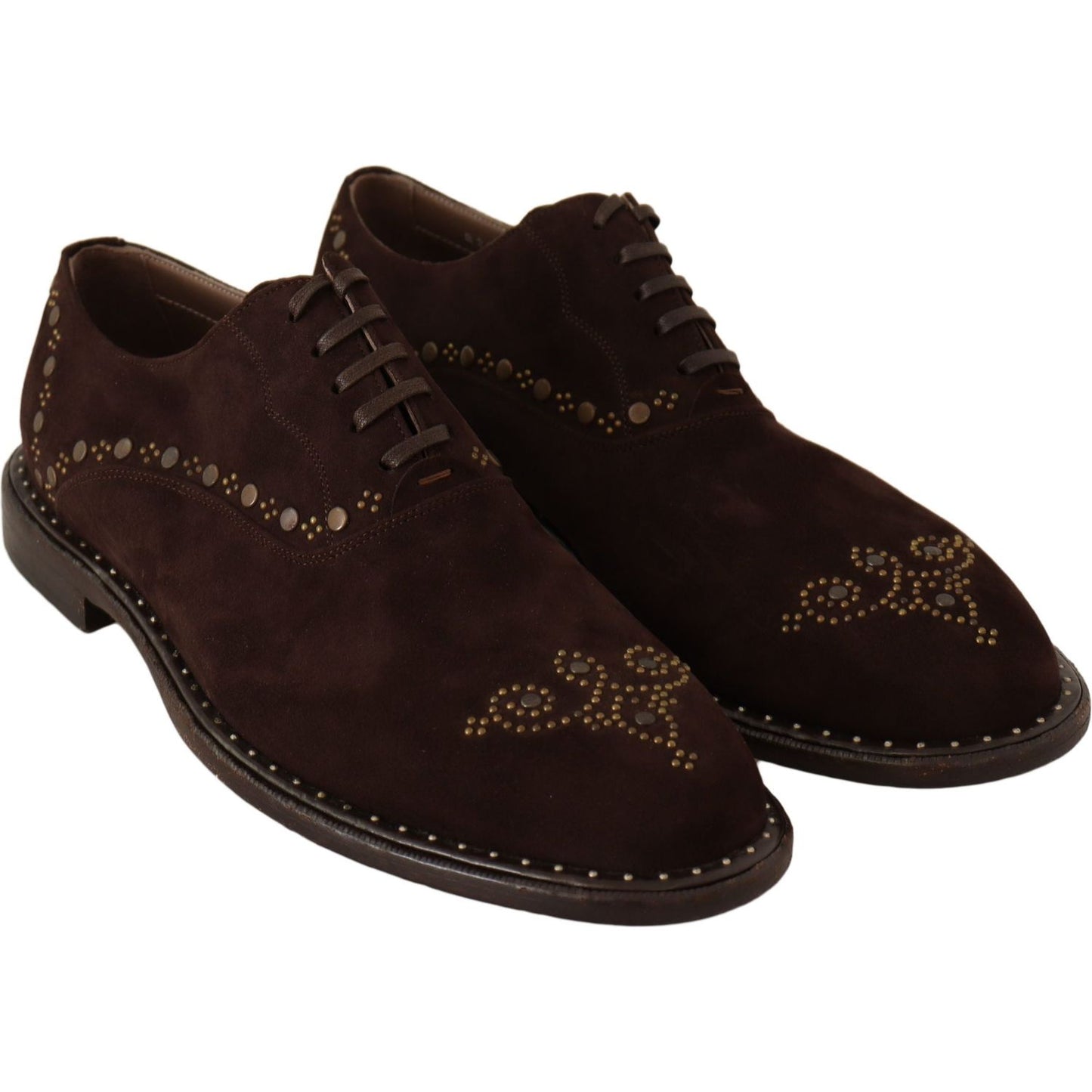 Elegant Brown Suede Studded Derby Shoes