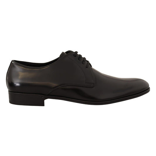 Dolce & Gabbana Black Leather Lace Up Men Dress Derby Shoes Dolce & Gabbana