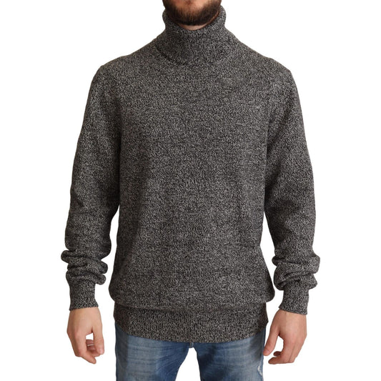 Elegant Gray Cashmere Turtleneck Sweater