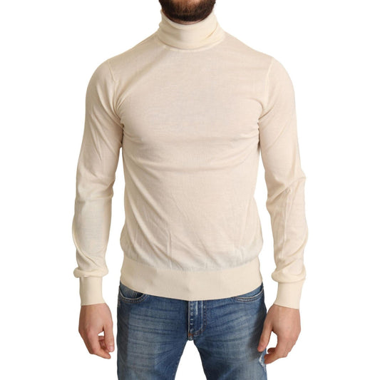 Cream Cashmere Turtleneck Sweater