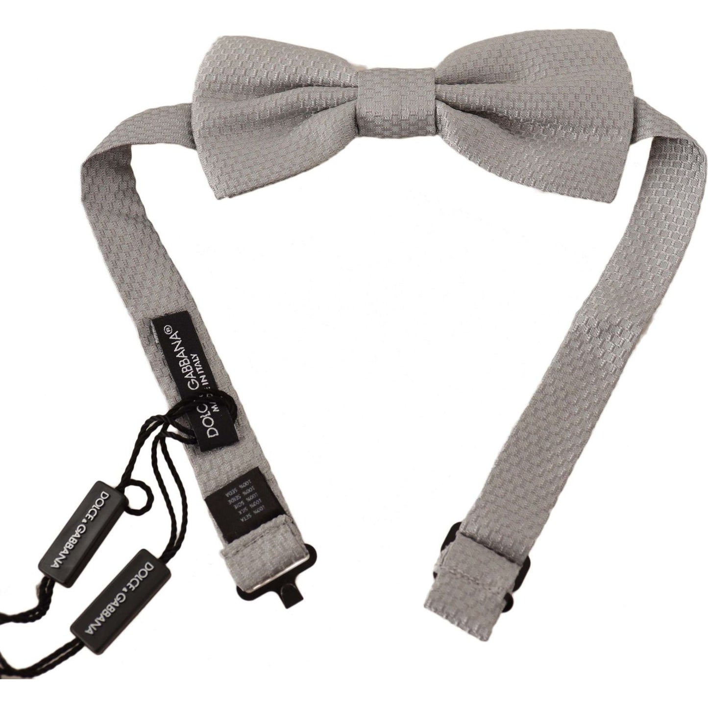 Elegant Silver Silk Bow Tie