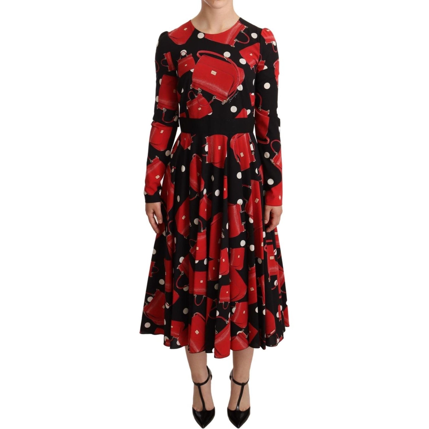 Elegant Sicily Print Flared Midi Dress