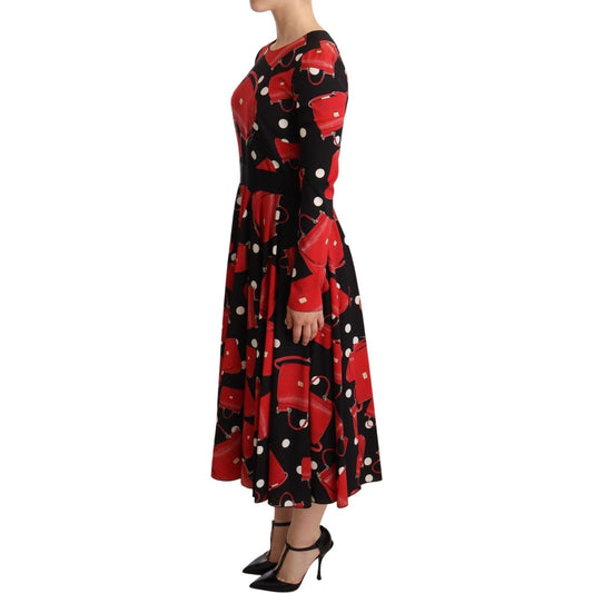 Elegant Sicily Print Flared Midi Dress