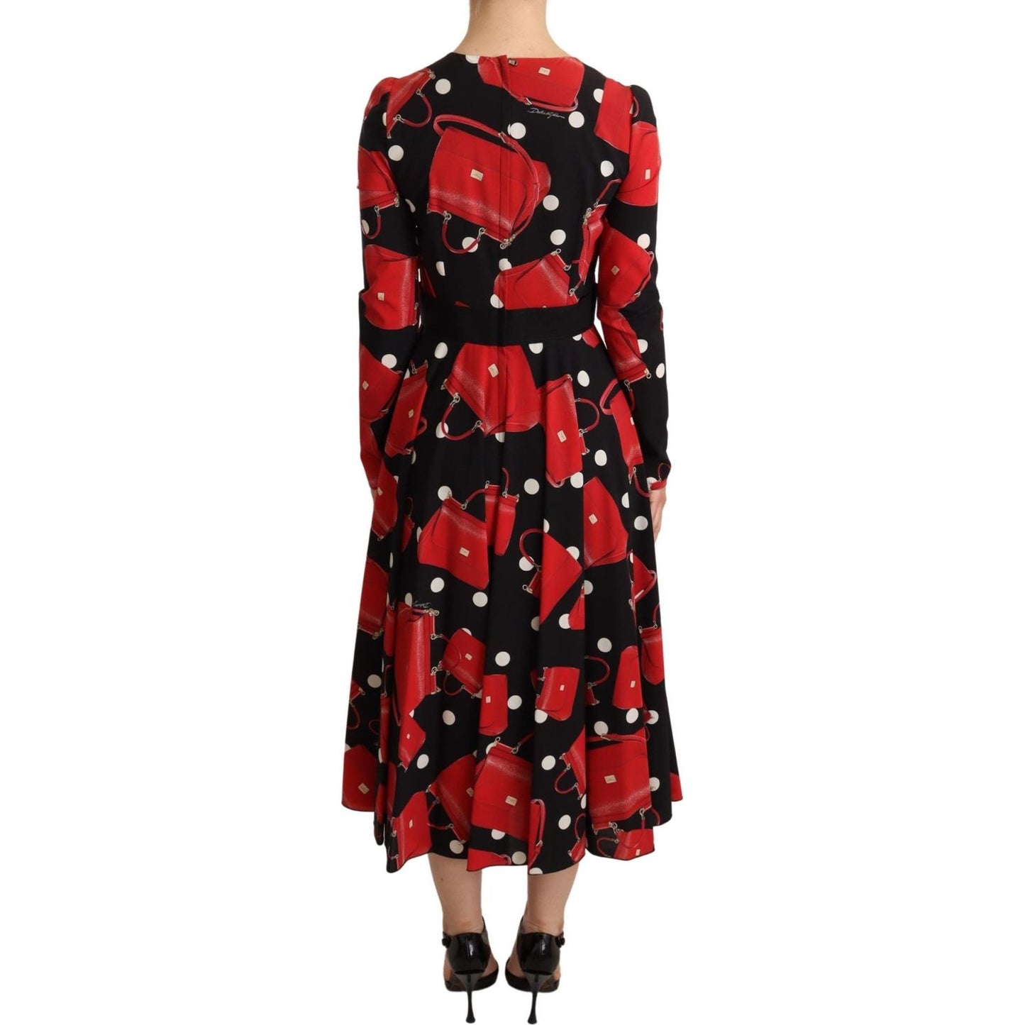 Elegant Sicily Print Flared Midi Dress