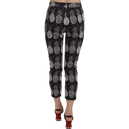 Dolce & Gabbana Black Pineapple Print Skinny Capri Pants Dolce & Gabbana