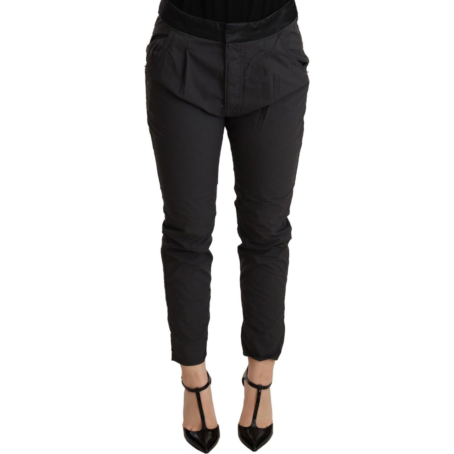 Elegant Mid Waist Slim Fit Skinny Pants