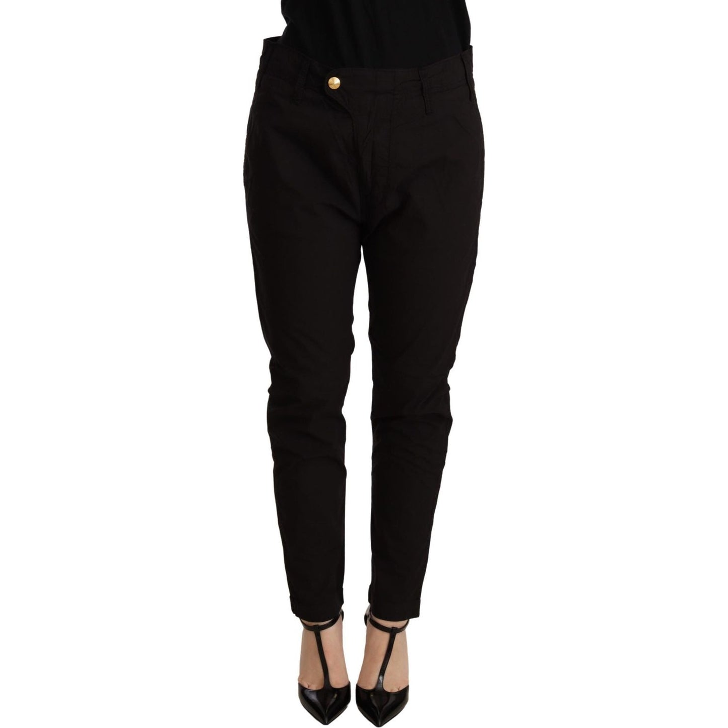 Elegant Black Baggy Cotton Pants