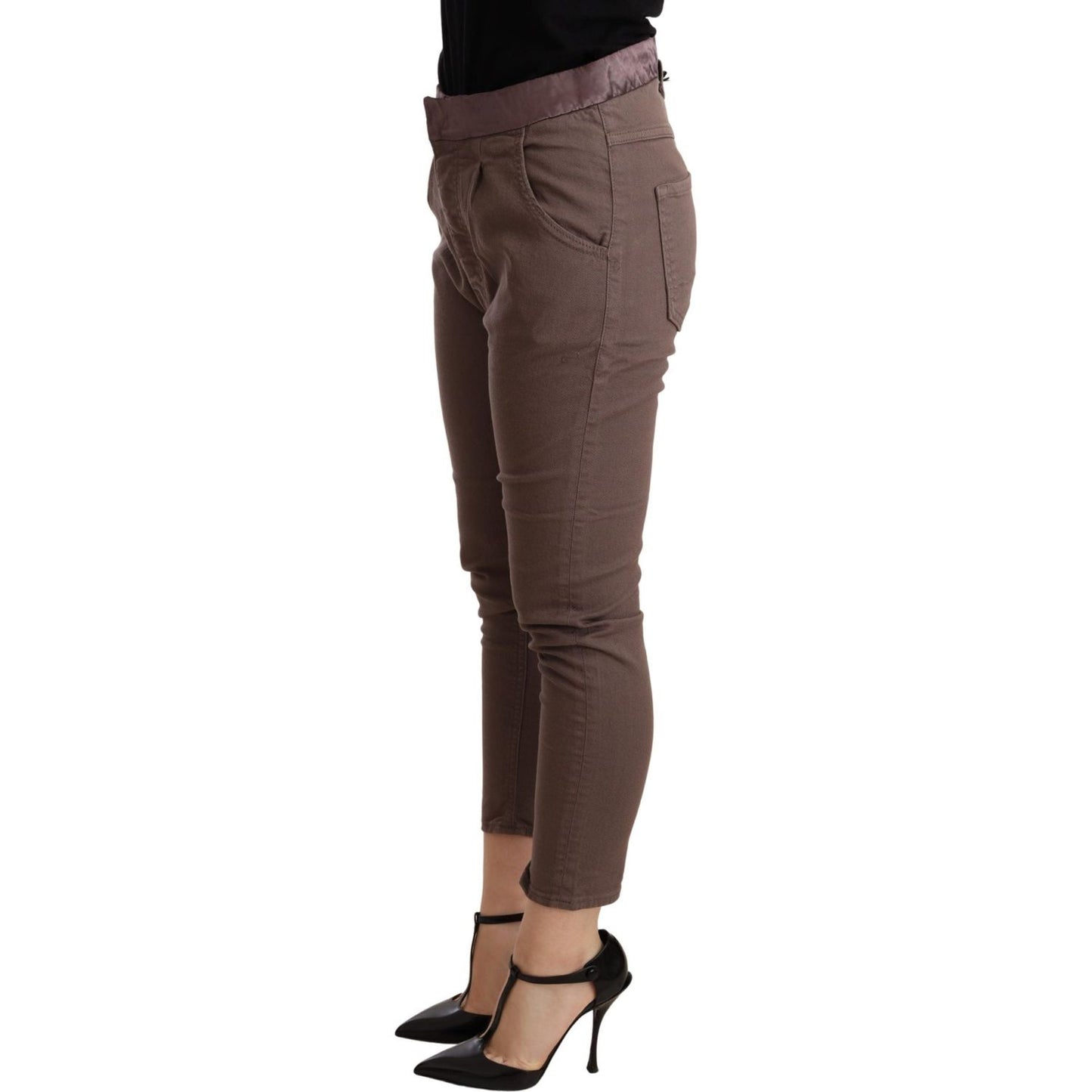 CYCLE Brown Mid Waist Cropped Skinny Stretch Trouser WOMAN TROUSERS