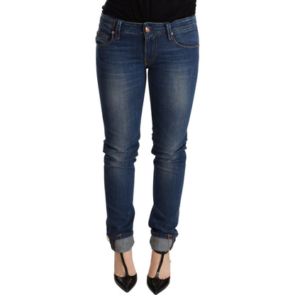 Acht Blue Washed Low Waist Skinny Denim Jeans Pant Jeans & Pants