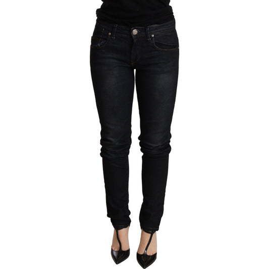 Chic Blue Washed Skinny Low Waist Jeans