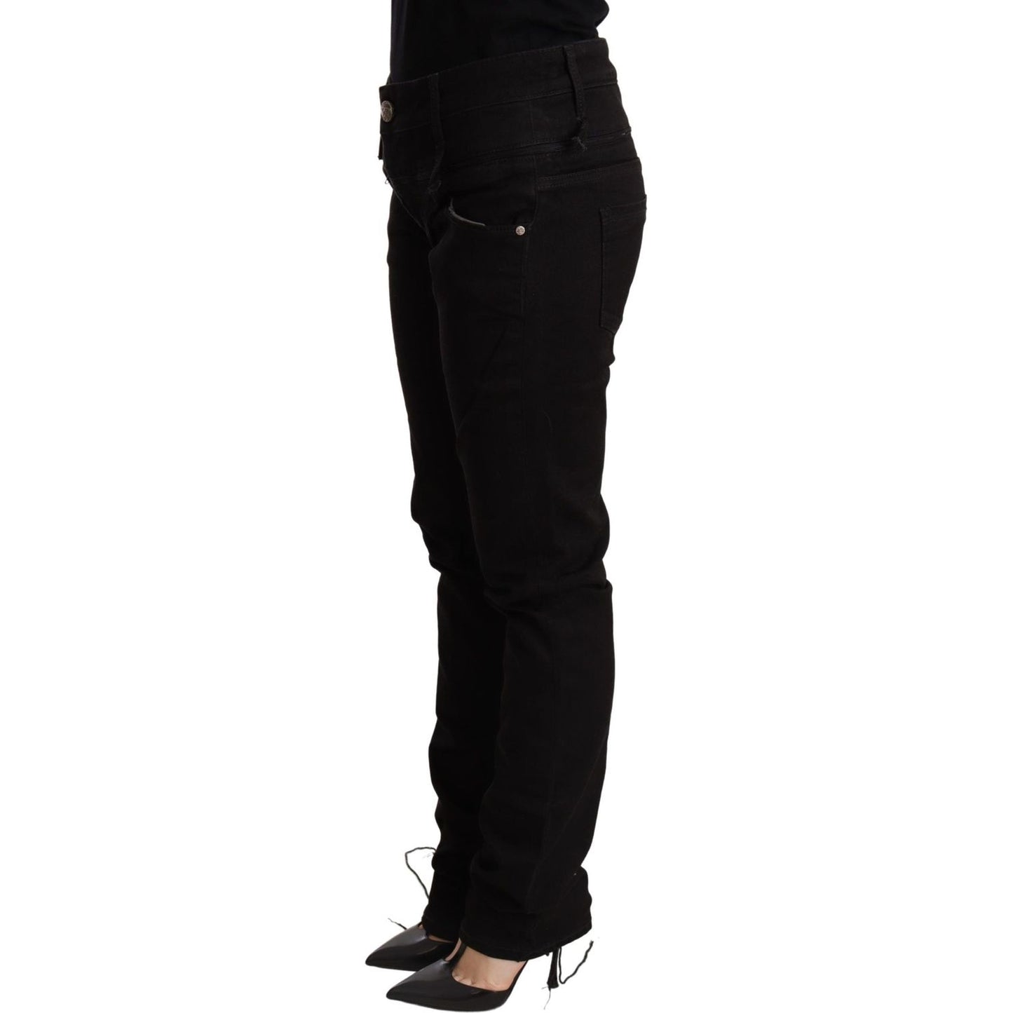 Chic Low Waist Skinny Black Denim