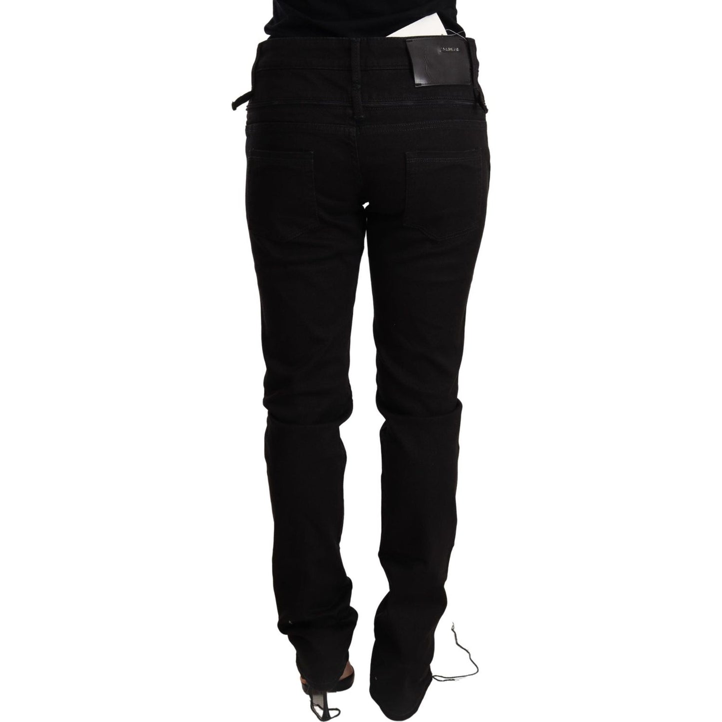 Chic Low Waist Skinny Black Denim