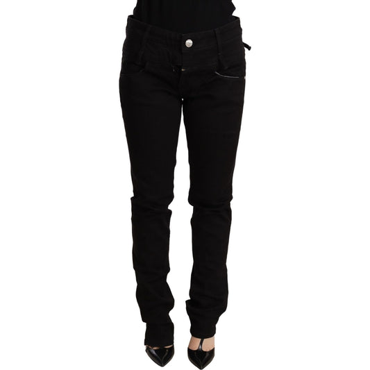 Chic Low Waist Skinny Black Denim