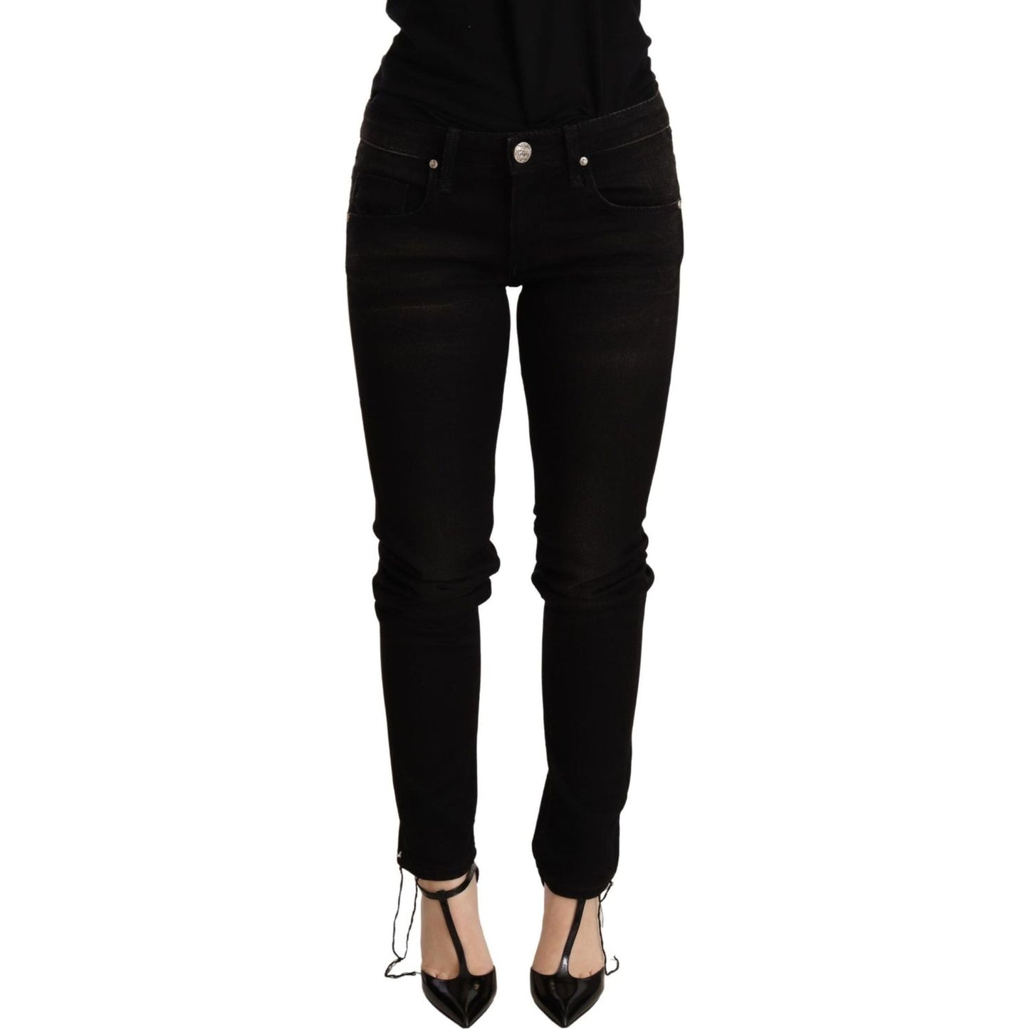 Acht Black Low Waist Skinny Denim Trouser WOMAN TROUSERS
