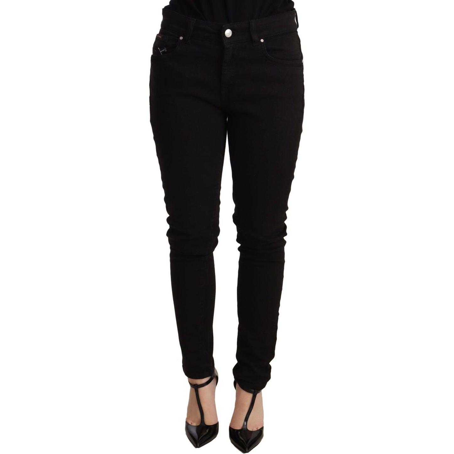 Elegant Slim-Fit Black Denim Jeans