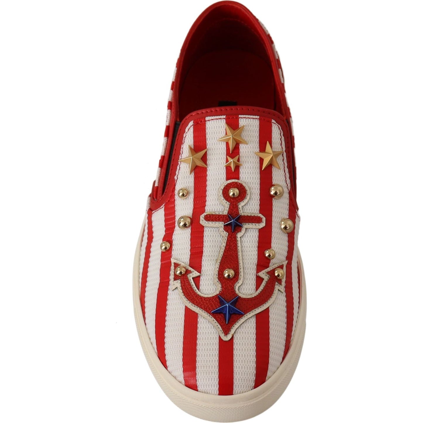 Stripe Print Studded Loafers