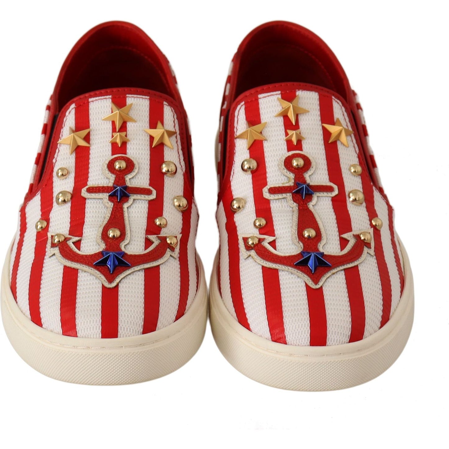 Stripe Print Studded Loafers