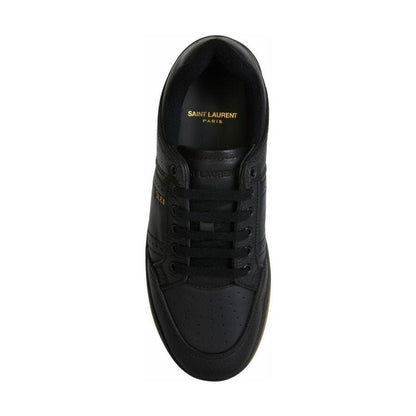Saint Laurent Black Calf Leather Low Top Sneakers MAN SNEAKERS