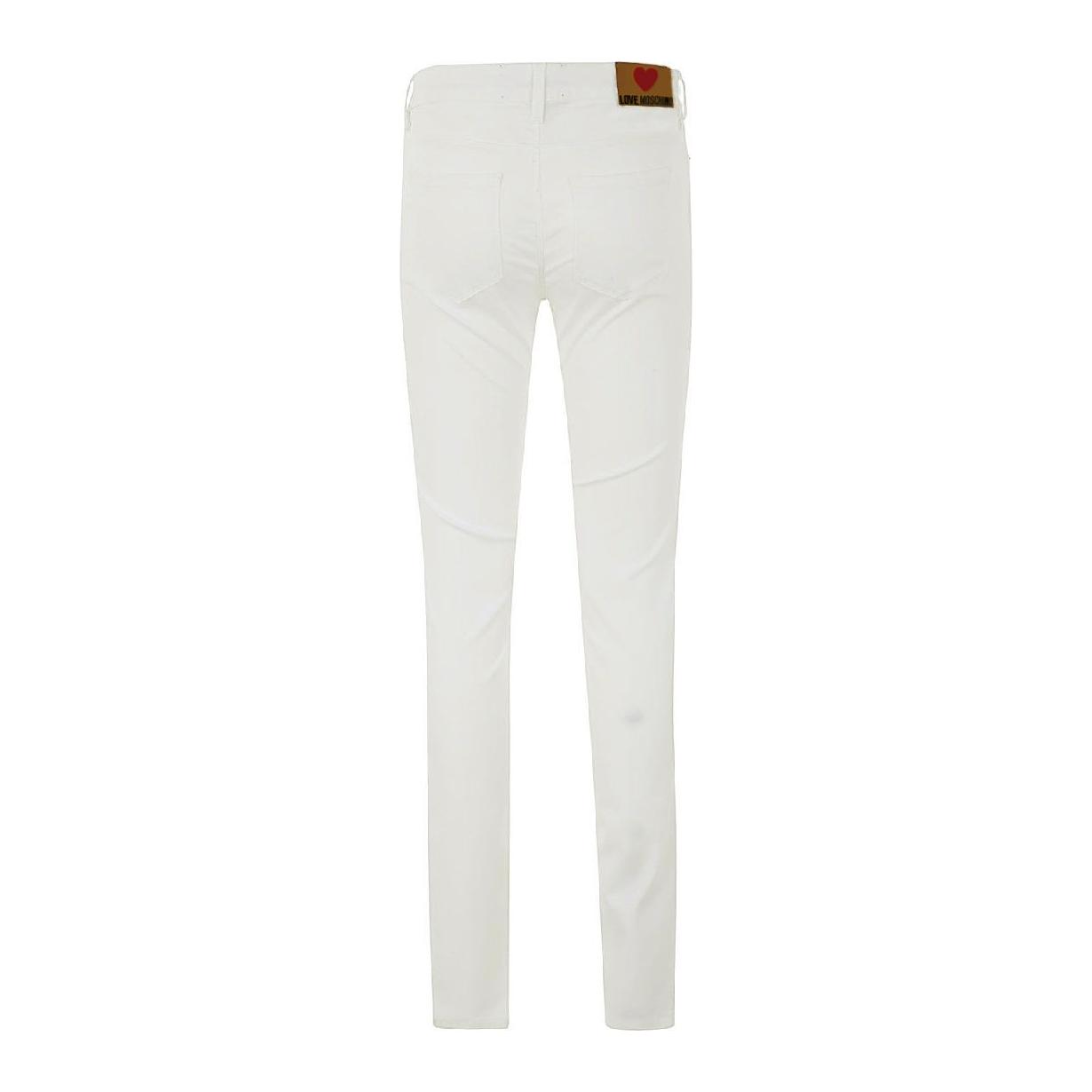 Chic White Cotton Blend Denim