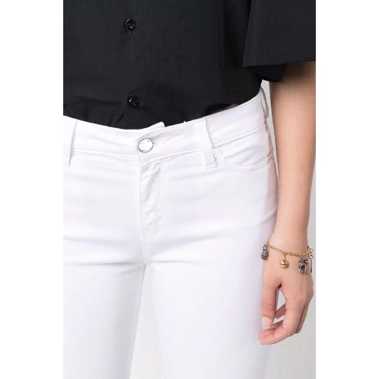 Chic White Cotton Blend Denim